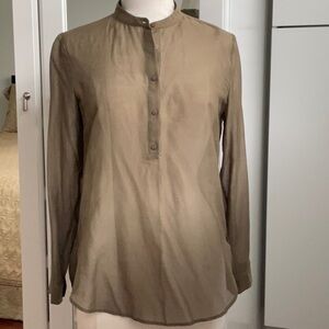 Women’s The Kooples long sleeve Sheer Olive Green Blouse / Size Small